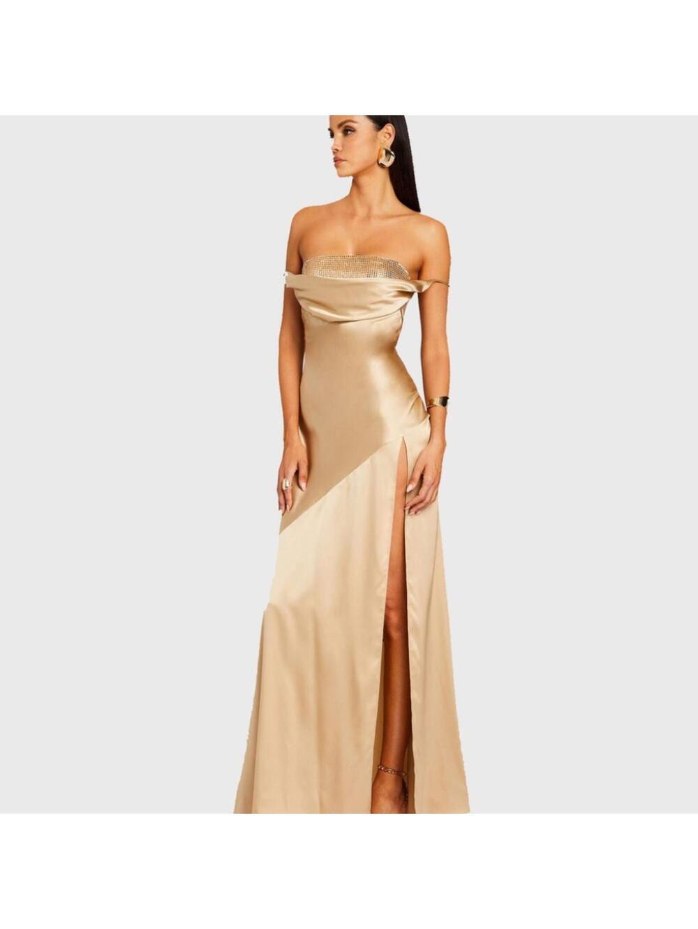 RETROFÊTE EMERY EMBELLISHED SILK DRESS
